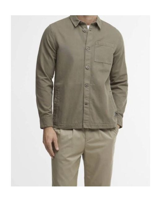 Barbour Green Washed Cotton Overshirt for men