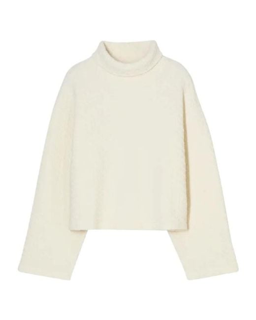 Closed White High-Neck Textured Sweatshirt