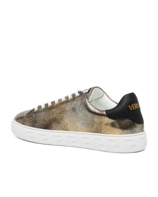 Versace Multicolor Greca Lizard-Effect Sneakers for men