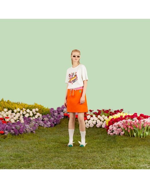 Gucci Orange Lunar New Year Drawstring Mini Skirt