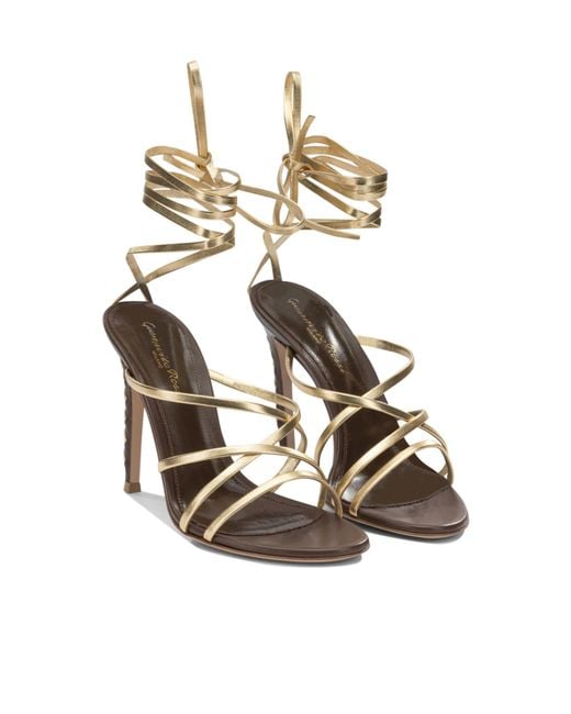 Gianvito Rossi Metallic Ankle-Strap High-Heeled Sandals