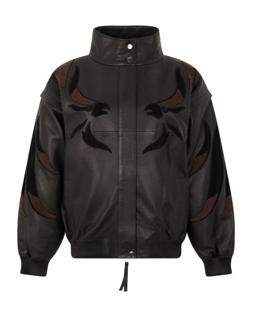 P.A.R.O.S.H. Black Long-Sleeve Leather Jacket