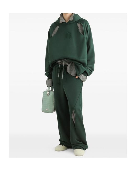 Dolce & Gabbana Green Cut-Out Wide-Leg Pants for men