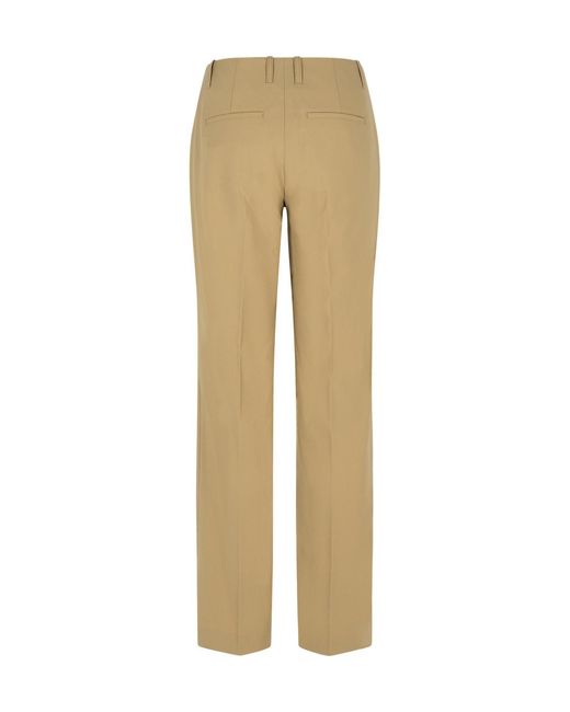 Closed Natural Pleated Straight-Leg Pants