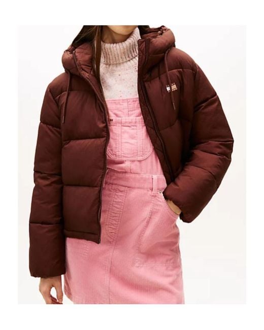 Tommy Hilfiger Red Long-Sleeved Hooded Cotton Jacket