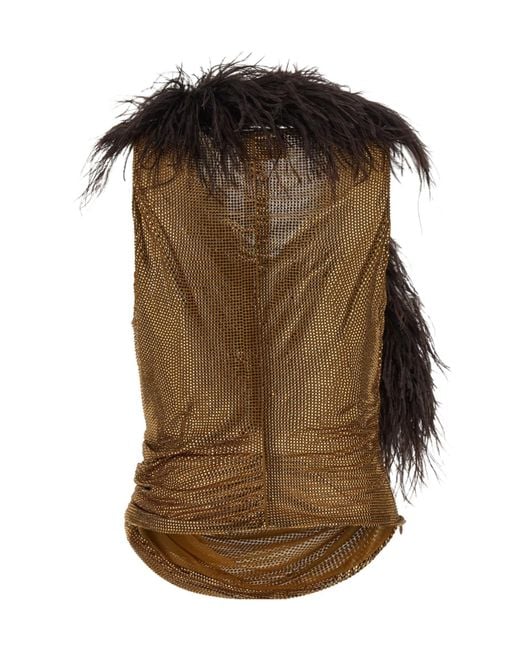 GIUSEPPE DI MORABITO Brown Sleeveless Mesh T-Shirt