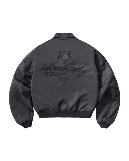 PUMA Gray X Represent Logo Embroderied Bomber Jacket for men