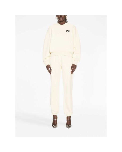 Off-White c/o Virgil Abloh White Logo Printed Tapered Leg Pants