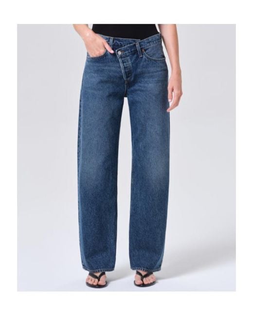 Agolde Blue High-Rise Wide-Leg Jeans