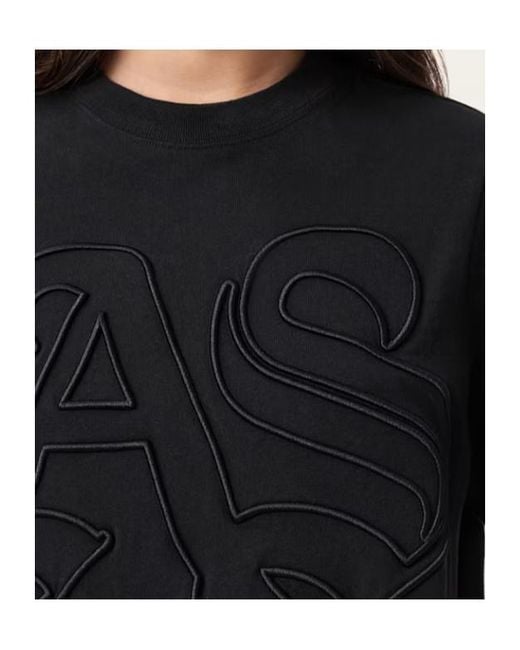 AllSaints Black Lisa Embossed Crew Neck T-Shirt