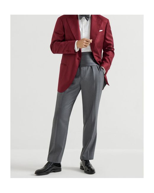 Brunello Cucinelli Gray Double-Pleats Trousers for men