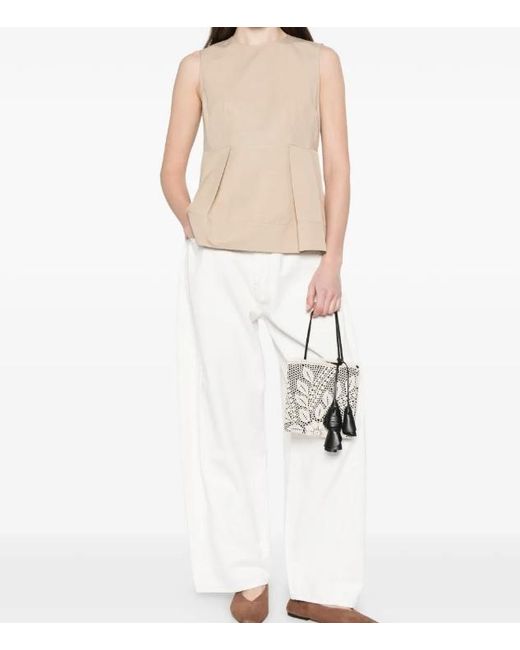 Vince Natural Pleated Sleeveless Top