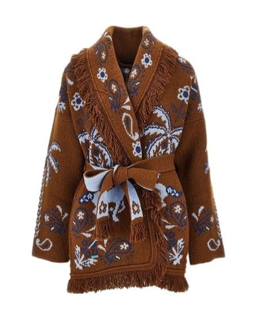 Alanui Brown Long-Sleeve Open-Front Cardigan