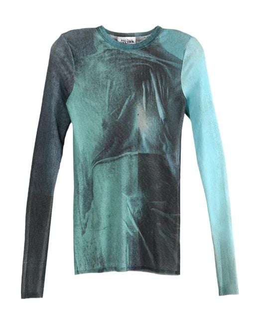 Jean Paul Gaultier Blue Abstract-Print Long-Sleeve T-Shirt
