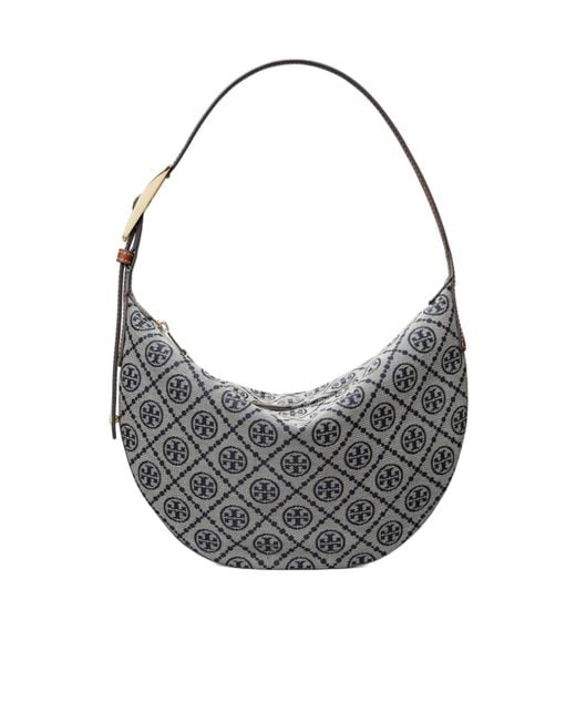 Tory Burch Gray T Monogram Small Balloon Bag