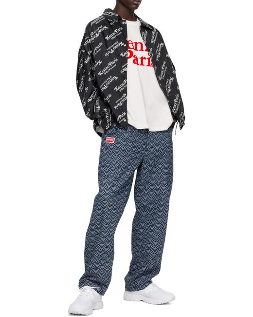 KENZO Gray Logo-Print Hoodie Windbreaker for men
