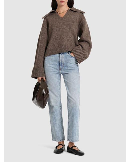 Khaite Blue Abigail Cotton Straight Leg Jeans