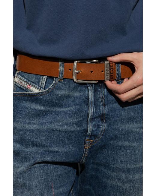 DIESEL Brown Logo B Visible Belt for men
