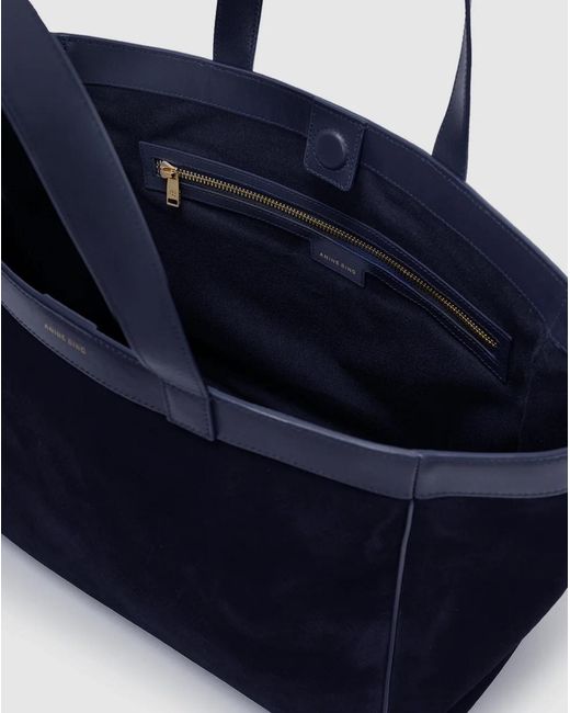 Anine Bing Blue Logo Printed Top Handle Bag