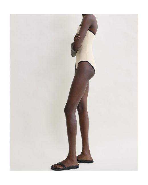 Totême Natural Contrasting-Trim Strapless Swimsuit