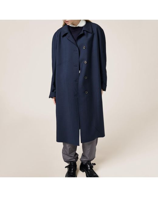 Miu Miu Blue Button-Up Long Coat