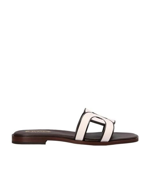 Tod's White Chain Slip-On Sandals