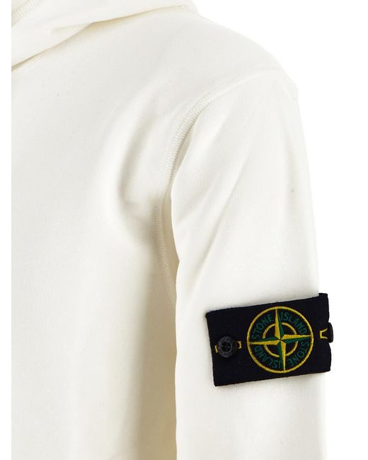Stone Island White Long-Sleeved Sweater for men