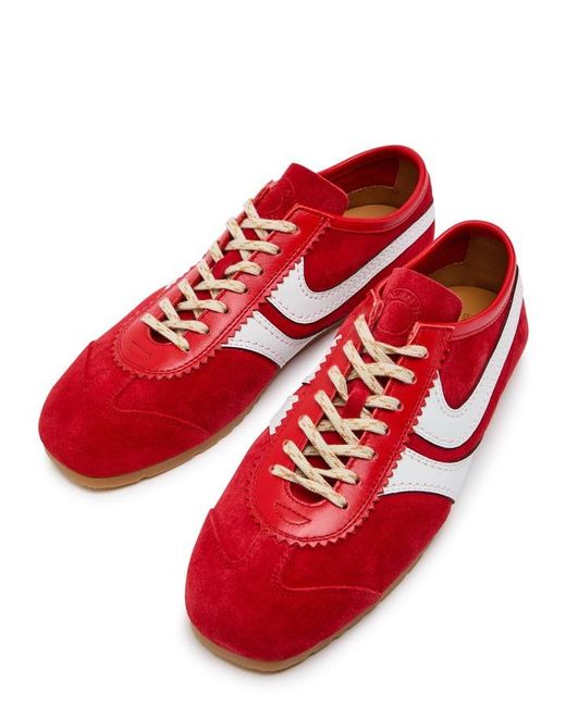 Dries Van Noten Red Dustin Panelled Suede Sneakers