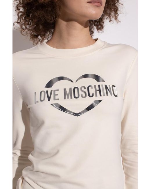 Moschino White Logo-Print Slim Fit Sweatshirt