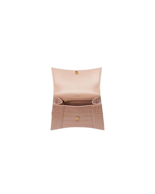 Balenciaga Pink Borsa Hourglass Small Con Lavorazione Coccodrillo Da Donna