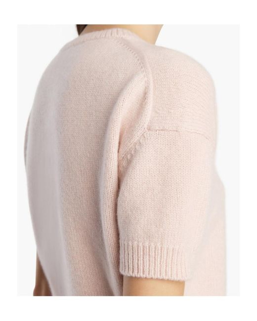 Khaite Pink Golden Short-Sleeve Knitted Sweater