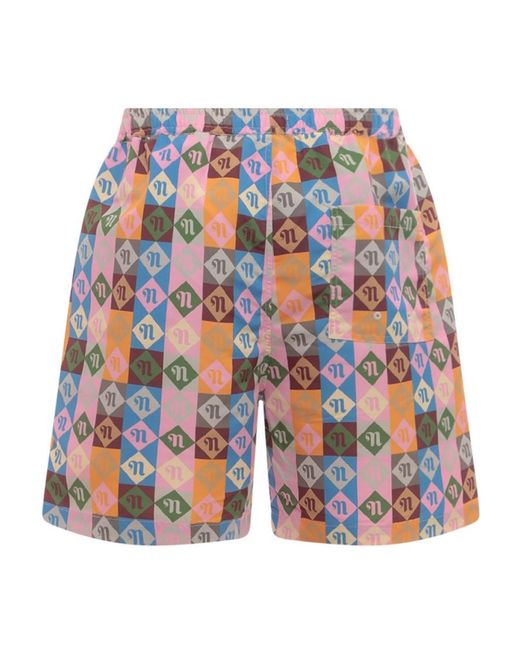 Nanushka Multicolor Logo-Print Swim Shorts for men
