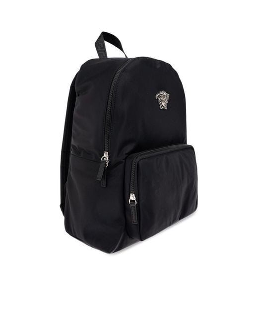 Versace Black La Medusa Zipped Backpack for men