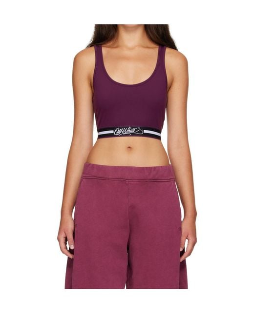 Off-White c/o Virgil Abloh Purple Logo Band Sleeveless Top