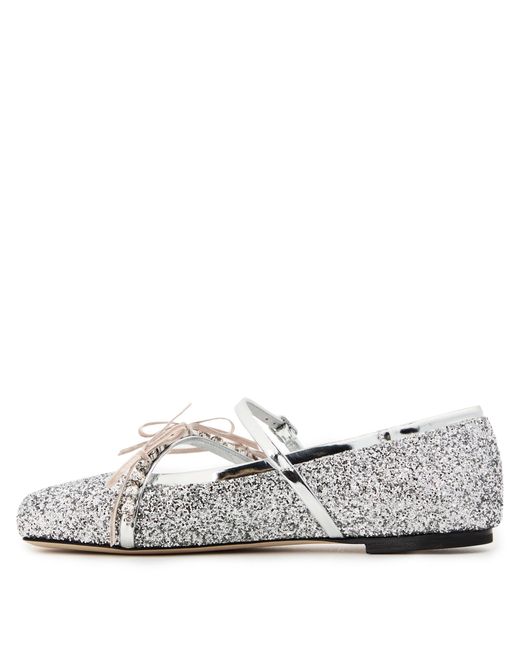 Jimmy Choo White Loli Buckle Ballet Shoes