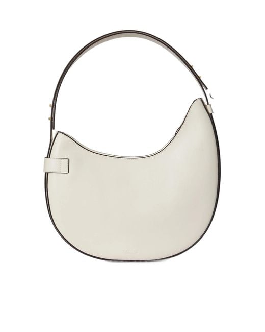 Ralph Lauren White Large Tasha Leather Shoulder Bag