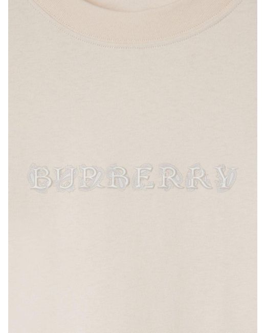 Burberry White Logo-Embroidered T-Shirt for men