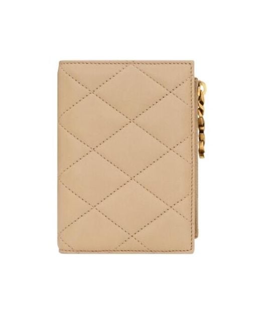 Saint Laurent Natural Cassandre Bijou Bi-Fold Wallet
