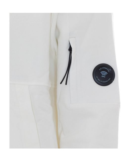 C P Company White Logo Patch Hoodies for men