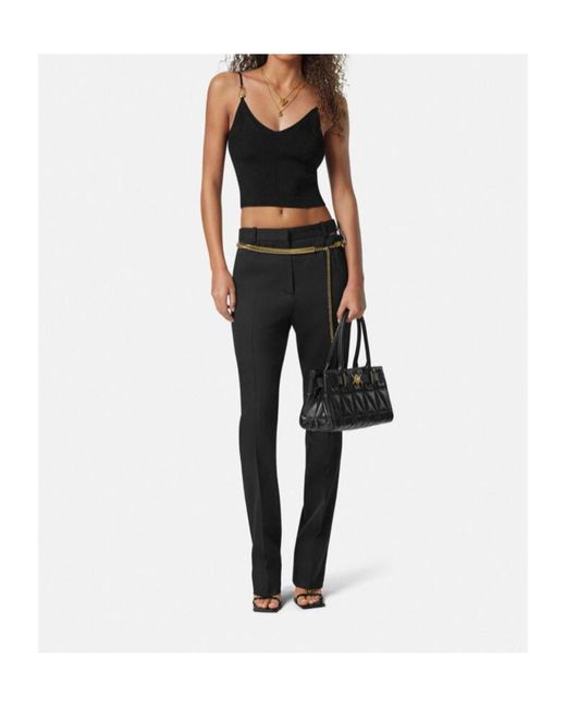 Versace Black Safety-Pin Detailed Knitted Top