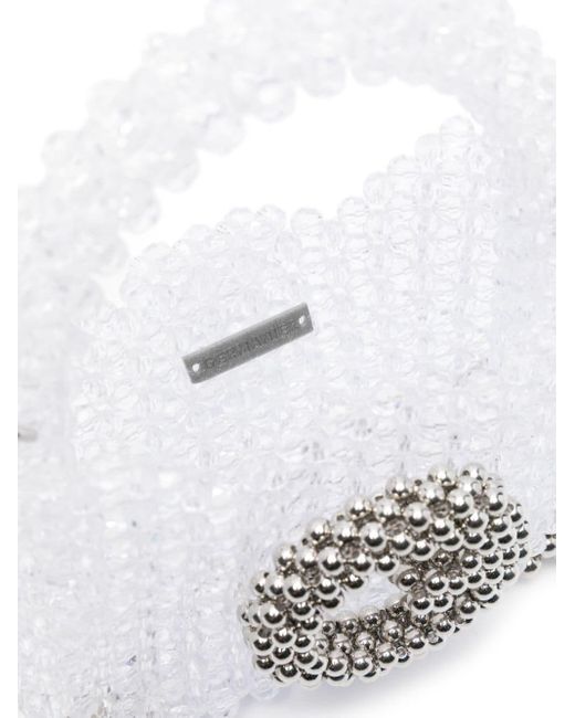 Germanier White Beaded Pearl Clutch Bag
