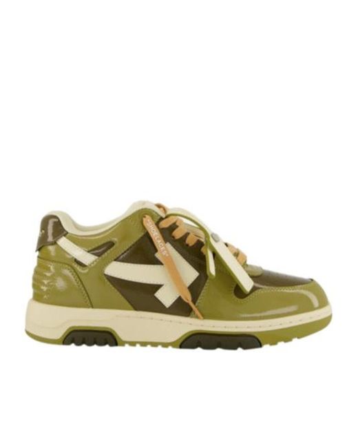 Off-White c/o Virgil Abloh Green Out Of Office "Ooo" Patent-Leather Sneakers for men