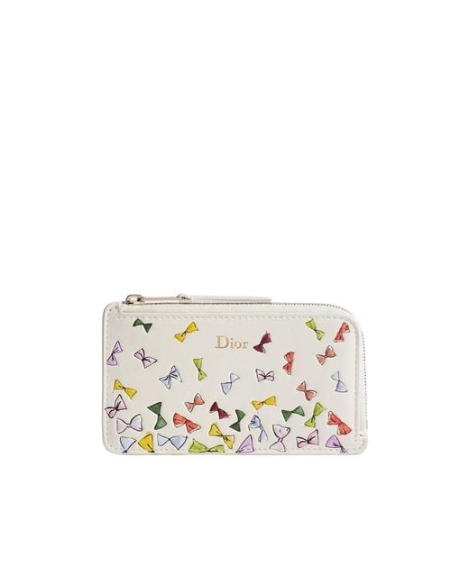 Dior White Iviera Cosmos Zipped Card Holder