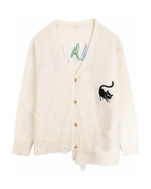 CHARLIE LUCIANO White Imitation Of Old Logo Knitted Cardigan for men