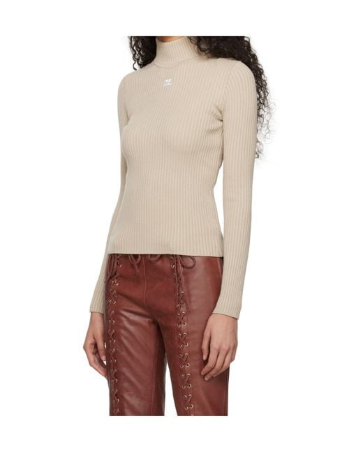 Courreges Natural Courrèges High Neck Knitted Jumper