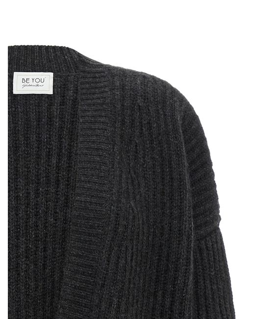 Be You Black Oversized Ribbed Cardigan