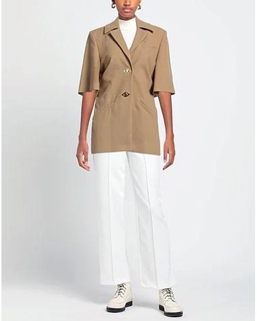 Ganni Natural Minimalist Single-Breasted Blazer