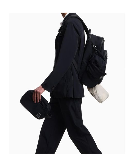 Emporio Armani Blue Travel Essential Stretch Single-Breasted Blazer for men