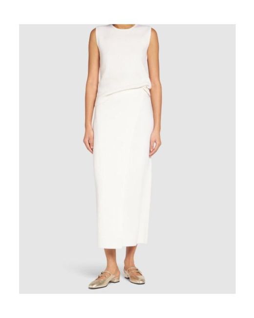 Max Mara White Knitted Mid-Length Skirt
