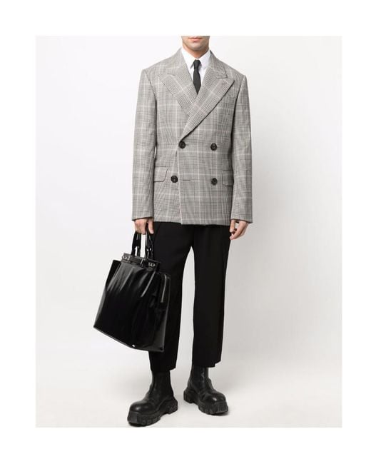 Balmain Black Side Folded Crepe Cropped Trousers for men